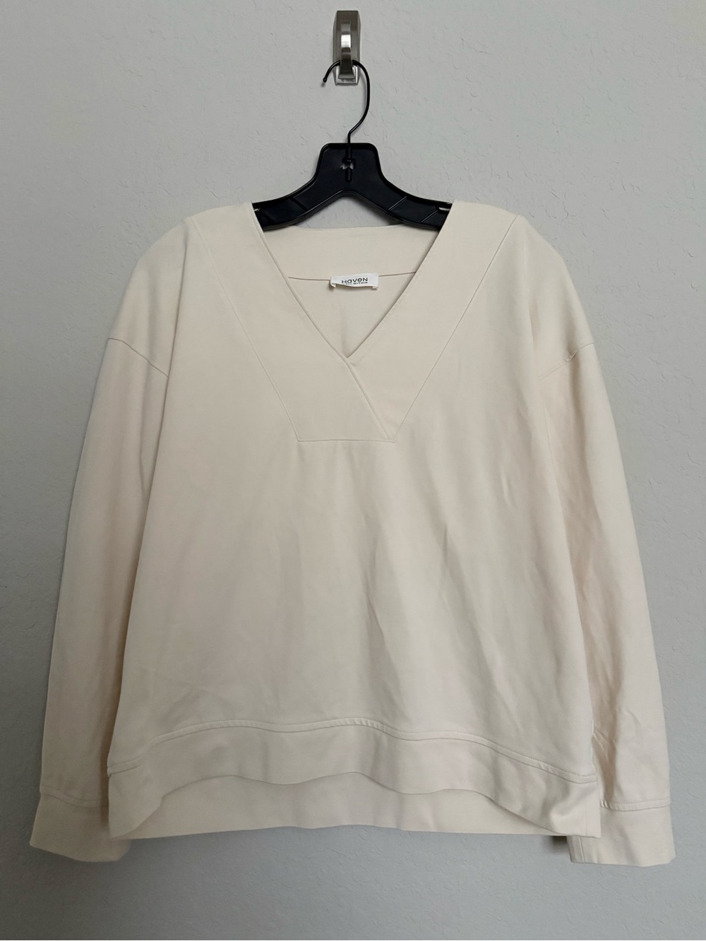 Haven Well Within Cream V Neck Pullover Jumper Size L Minimalist Quiet Luxury
